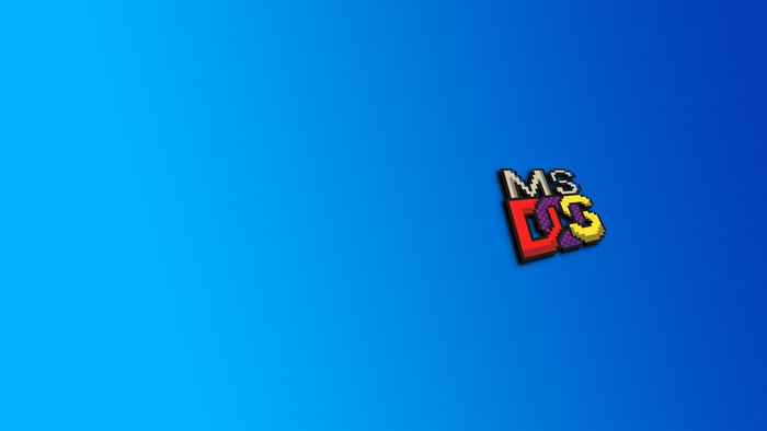 MS-DOS logo on a blue background
