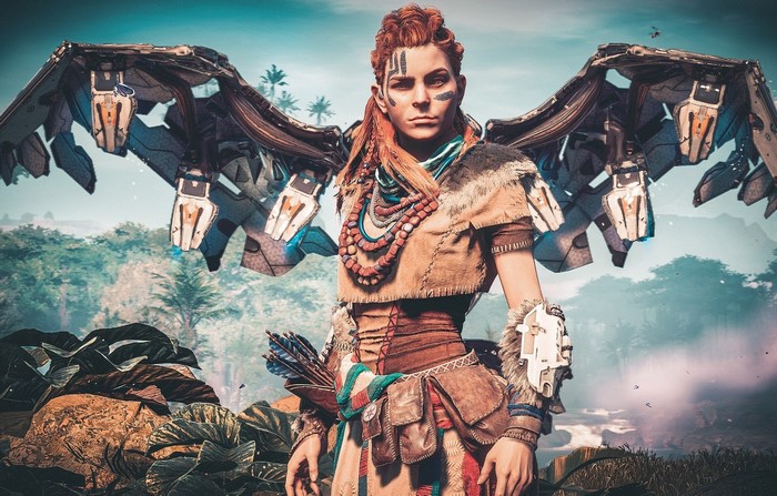 Aloy from Horizon Zero Dawn with mechanical wings