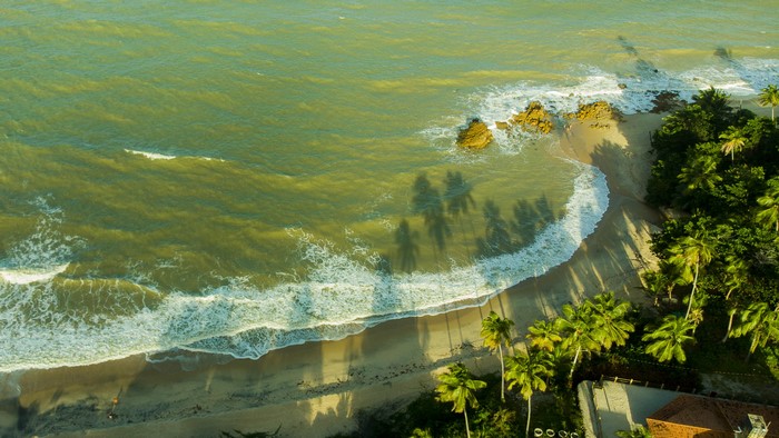 Aerial view of a tropical beach in Brazil