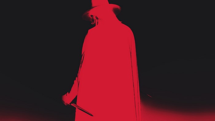 V from V for Vendetta with a knife