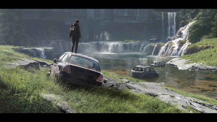 The Last of Us 2 Scenic Waterfall and Submerged Cars