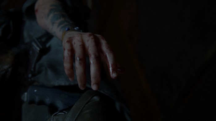 Ellie from The Last of Us 2 with bloody hand