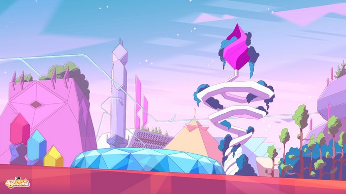 Steven Universe cityscape with crystal structures