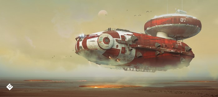 Col Price airship over desert craters