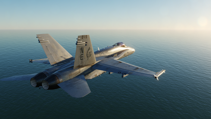 4K Boeing F/A-18E/F Super Hornet over the sea