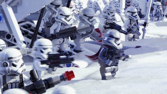 LEGO Star Wars Stormtroopers in a snowy landscape