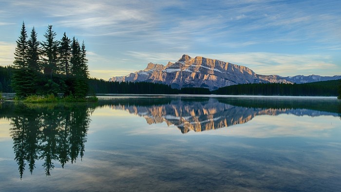 Mount Rundle reflection in a lake, Banff National Park, Alberta, Canada