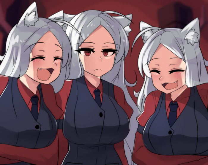 Cerberus from Helltaker with dog ears