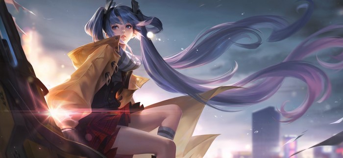 Lady Sun from Glory of Kings with blue hair
