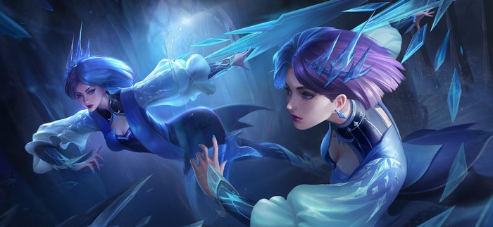 Jing from Glory of Kings with blue and purple hair