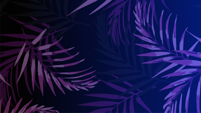 4K Pink and Blue Palm Leaves Digital Art