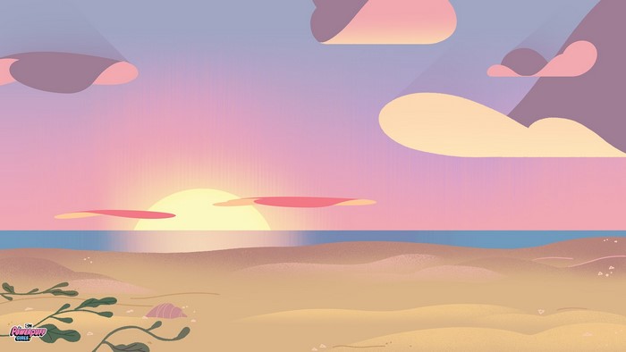 Powerpuff Girls beach sunset background