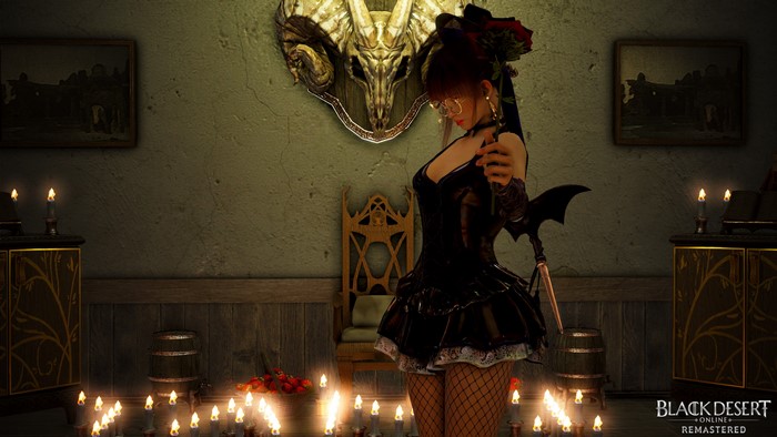 Fantasy girl in black corset from Black Desert Online