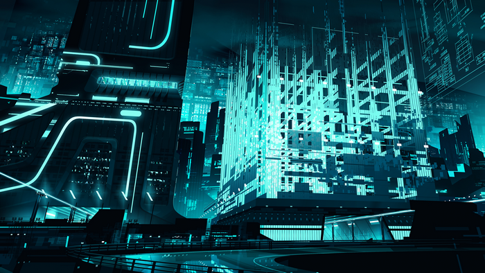 4K Tron: Uprising Sci-Fi Cityscape Artwork