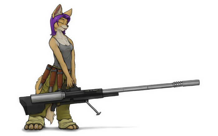 Furry character with a large sniper rifle