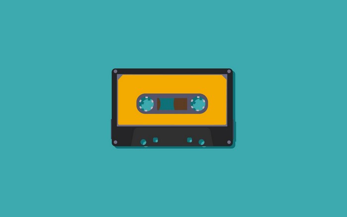 Minimalist illustration of a yellow cassette tape