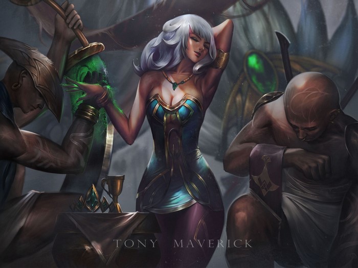 Qiyana from League of Legends with attendants