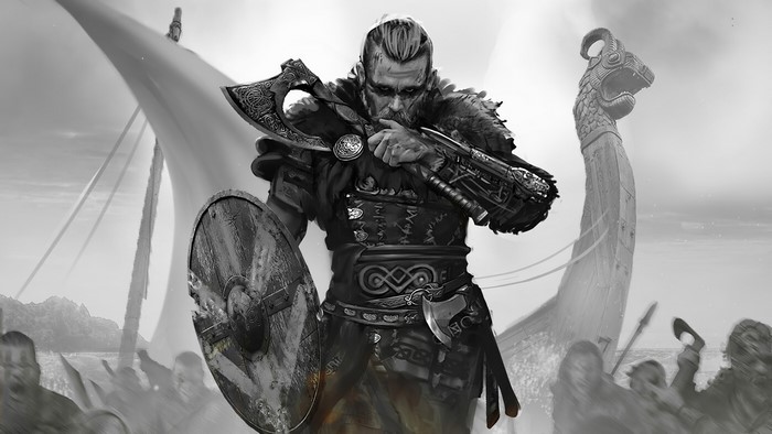 Viking warrior with axe and shield from Assassin's Creed