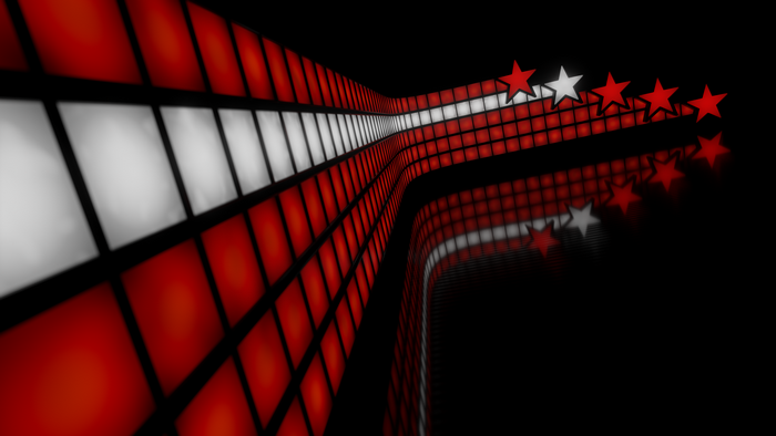 Red and white glowing squares with stars