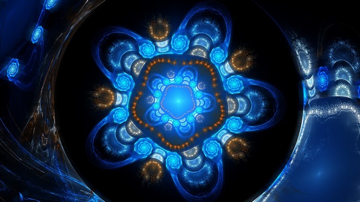 Abstract blue and gold fractal art