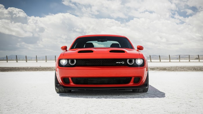 Red Dodge Challenger SRT Hellcat Muscle Car