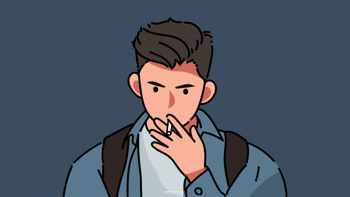 Man smoking, digital art, portrait display