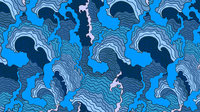 Abstract blue wavy lines artwork