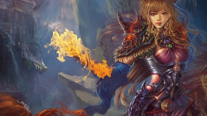 Fantasy art of a woman with fire