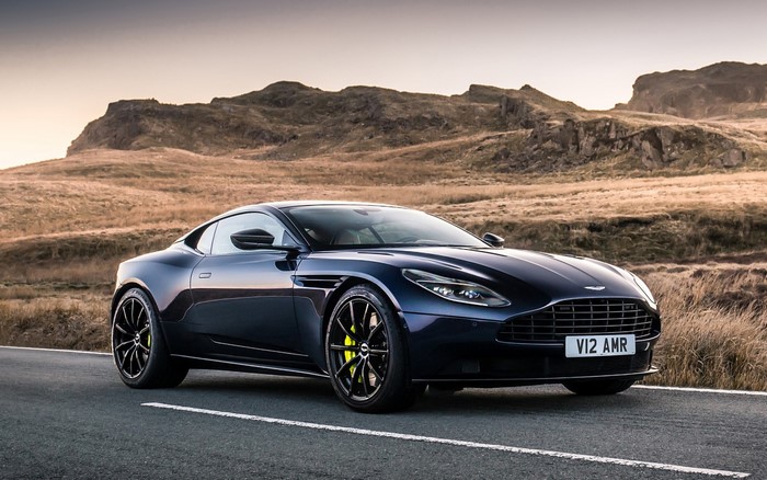 Aston Martin DB11 AMR on a road with hills