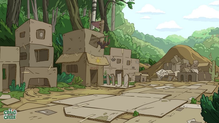 Cardboard fort town in Craig of the Creek