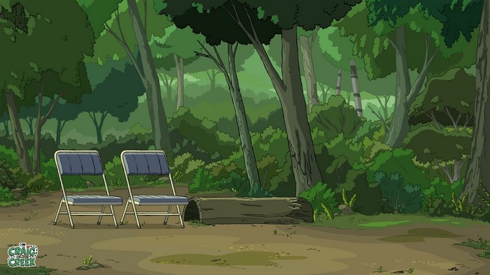 Craig of the Creek forest scene with chairs