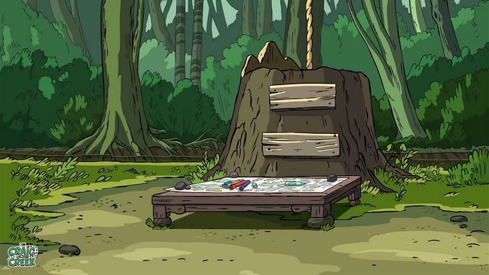 Craig of the Creek forest scene with game board