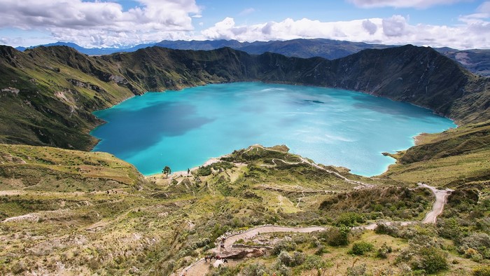 Aerial view of Quilotoa Lake in the Andes, Ecuador