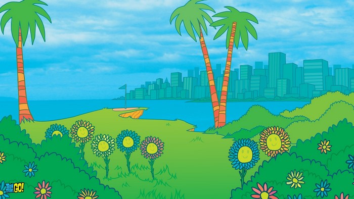 Teen Titans Go! Golf Course with City Skyline