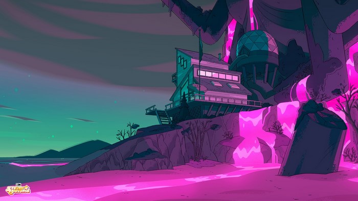 Steven Universe Beach House on a Pink Landscape