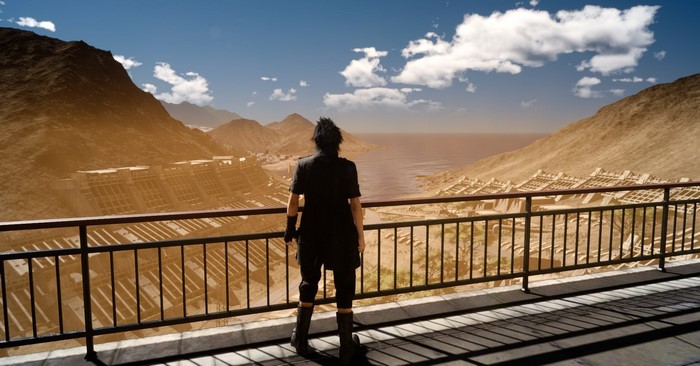 Noctis from Final Fantasy XV overlooking a city
