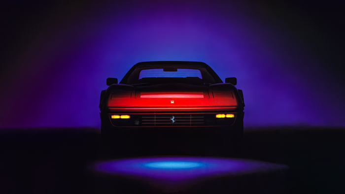 Ferrari Testarossa in Cyberpunk Retrowave Style