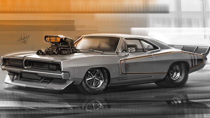 1969 Dodge Charger R/T muscle car digital art