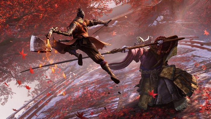 Sekiro: Shadows Die Twice - Warrior fighting monk