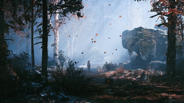 Atreus from God of War (2018) in a forest