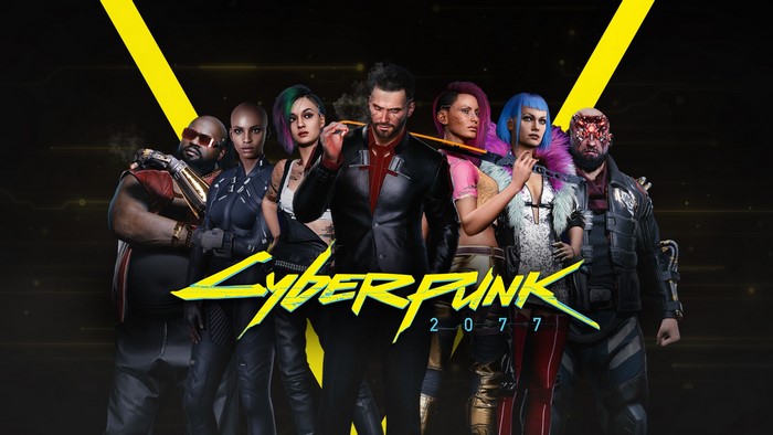 Cyberpunk 2077 characters with yellow accents