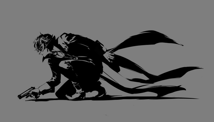 Protagonist from Persona 5 with a gun