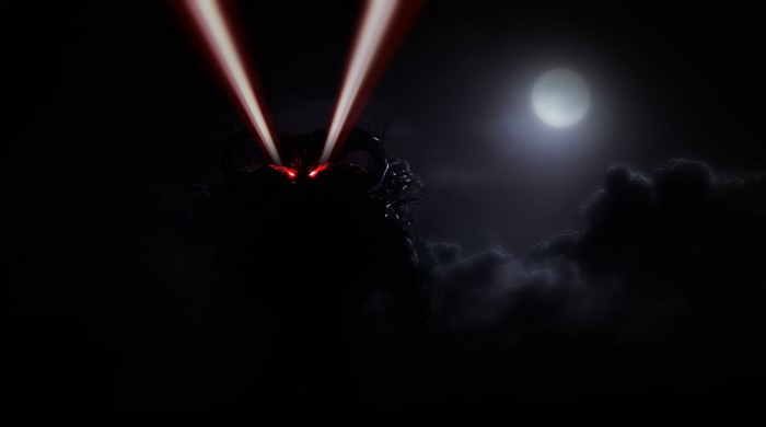 Dahaka with red eyes and fire beams