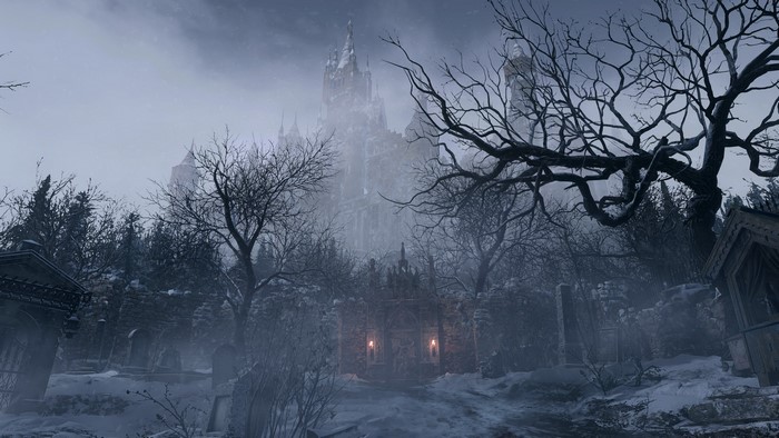 Resident Evil Village castle in winter