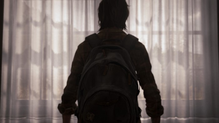 Ellie from The Last of Us 2 with a backpack