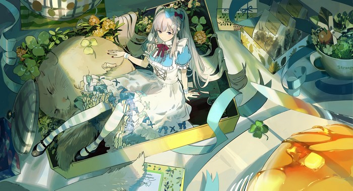 Alice in Wonderland anime girl with cat