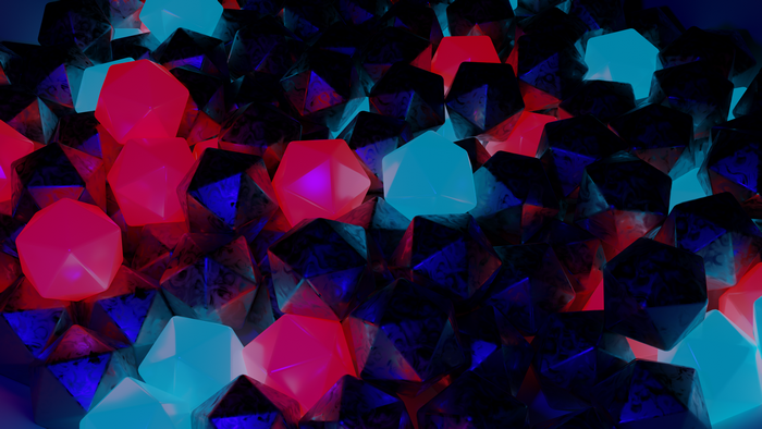4K render of glowing icosahedrons