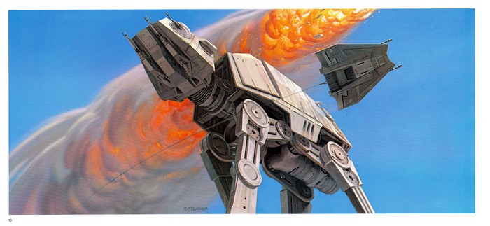 AT-AT Walker and T-47 Airspeeder in Star Wars: The Empire Strikes Back artwork