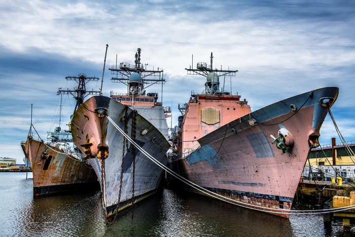 Three decommissioned US Navy ships docked