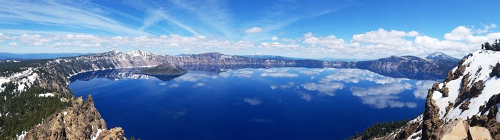 Crater Lake National Park Panorama with Snow